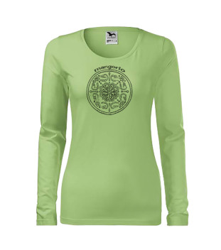 Zöld színű női póló kör mintával